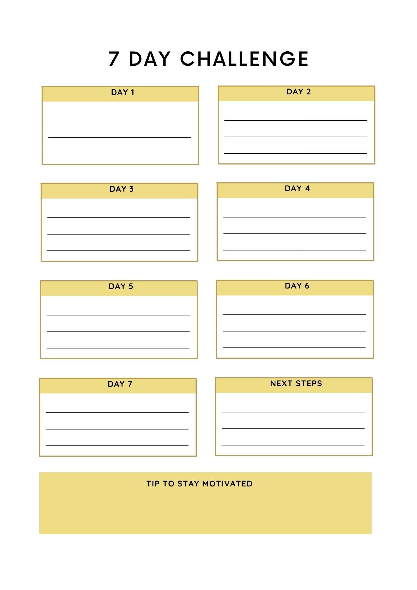 7day Challenge Planner Daily Todo, Habit Tracker, Progress Journal(04)
