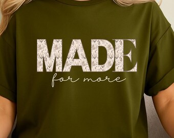 Camiseta "Hecho para Más", camiseta cristiana, camiseta floral inspiradora, top motivacional para mujer, regalo bohemio de fe, camiseta con cita positiva