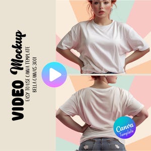 Video Mockup Bella Canvas 3001 T-Shirt Mockup Bundle | Bright & Fun Model | Animated Video Mockups For Etsy Listings | Digital Download