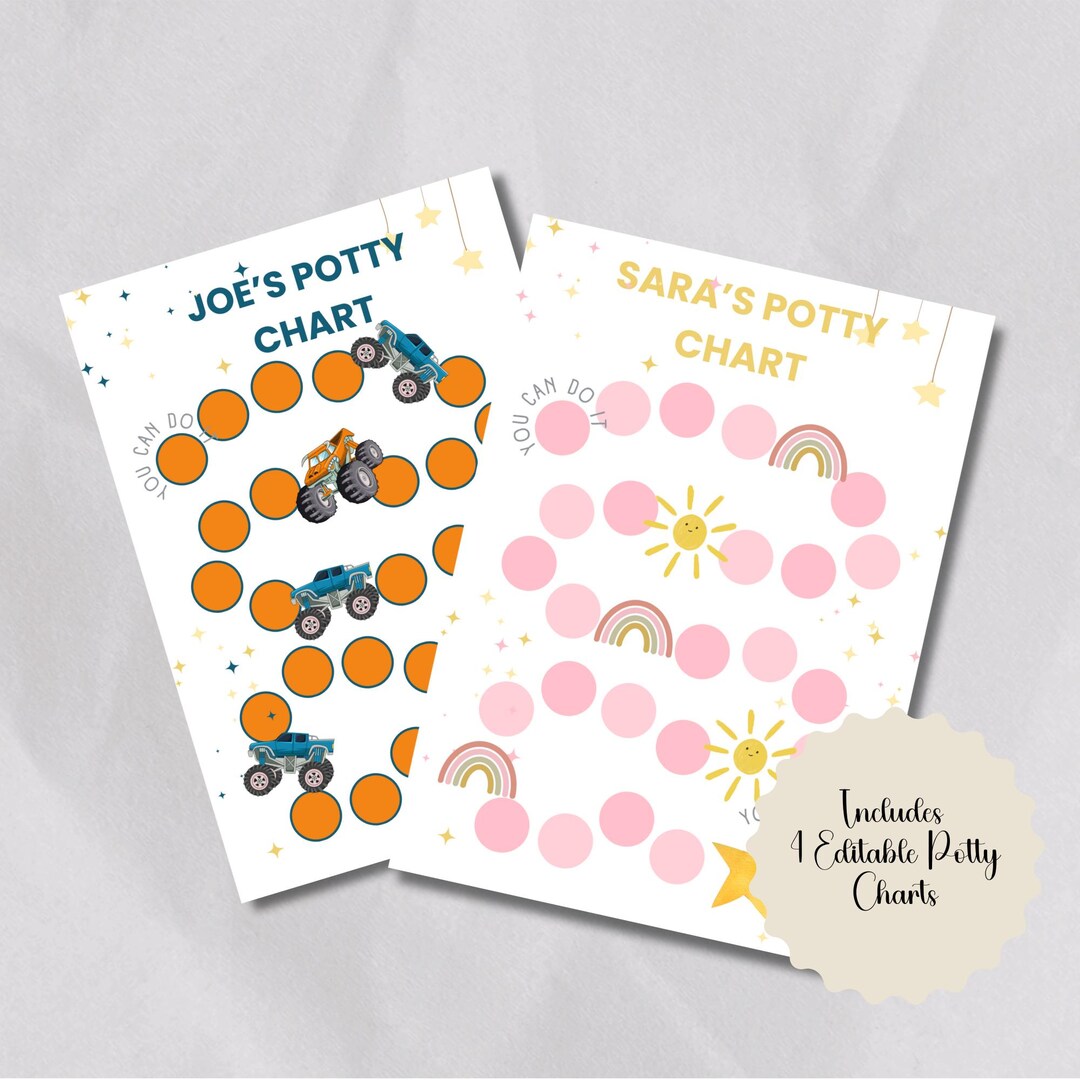 Editable Potty Chart | Potty Training Chart | Custom Sticker Chart ...