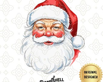 Cara de Papá Noel vintage PNG / Clipart de sublimación de Papá Noel / SVG de Papá Noel vintage / Clip Art de cara de Papá Noel / Descarga digital Papá Noel