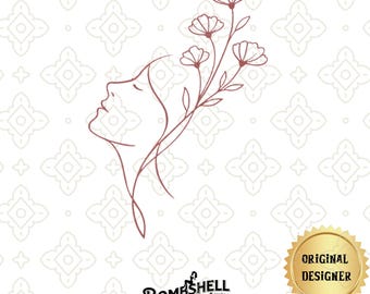 Minimalist Line Mom PNG – Abstract Floral Motherhood Graphic – Continuous Line Art Mother’s Day Design – Trendy Boho Wildflower Shirt PNG