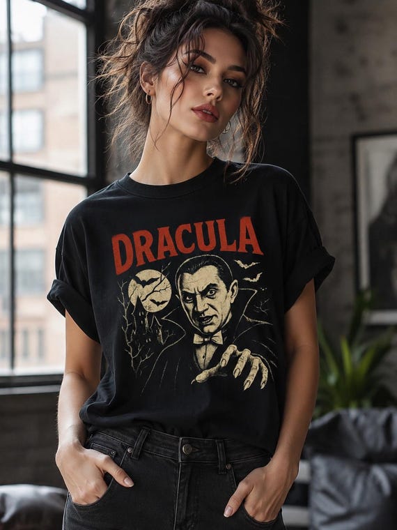 Vintage Dracula Horror Movie T-Shirt | Retro Gothic Vampire Tee | Classic Monster Graphic Shirt | Halloween Horror Fan Gift