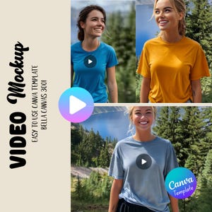 Video Mockup Bella Canvas 3001 T-Shirt Mockup Video| Animated Video Mockups For Etsy Listings | Digital Download| Wilderness Theme
