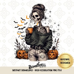 funny skeleton mom PNG sarcastic fall mama snarky skeleton adult humor PNG trendy overstimulated moms life PNG skull coffee shirt digital