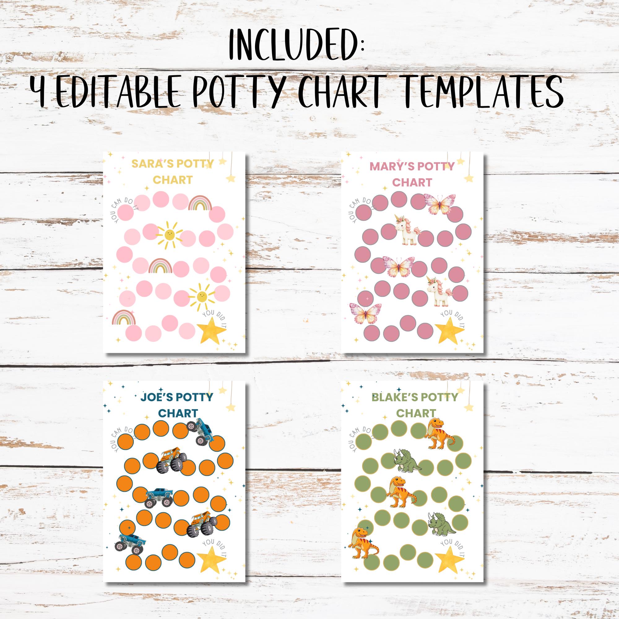 Potty Chart Rotation Editable Potty Chart | Potty Training Chart | Custom Sticker Chart ...