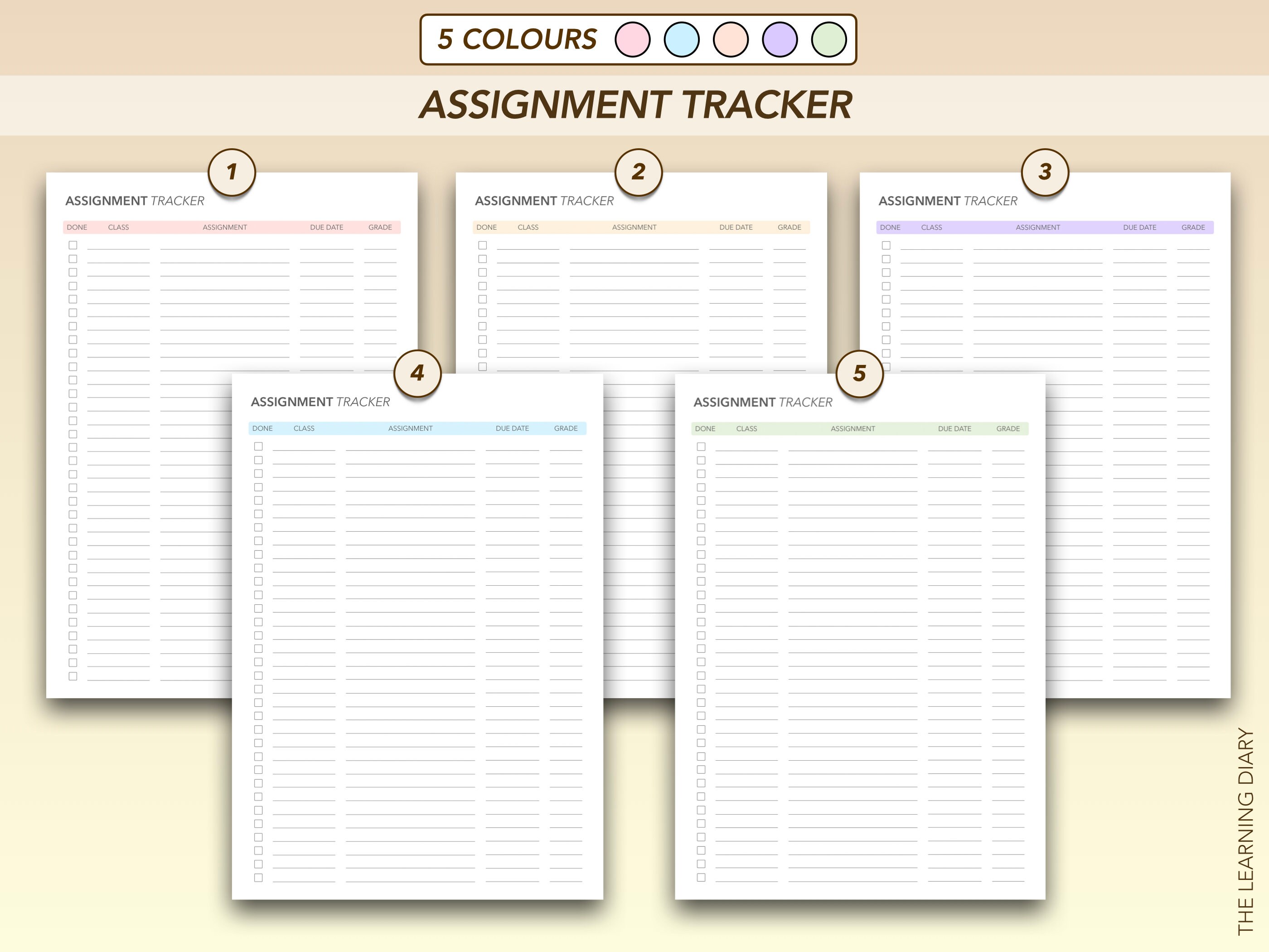Assignment Planner & Tracker: Homework, School, College (A4 A5 US ...