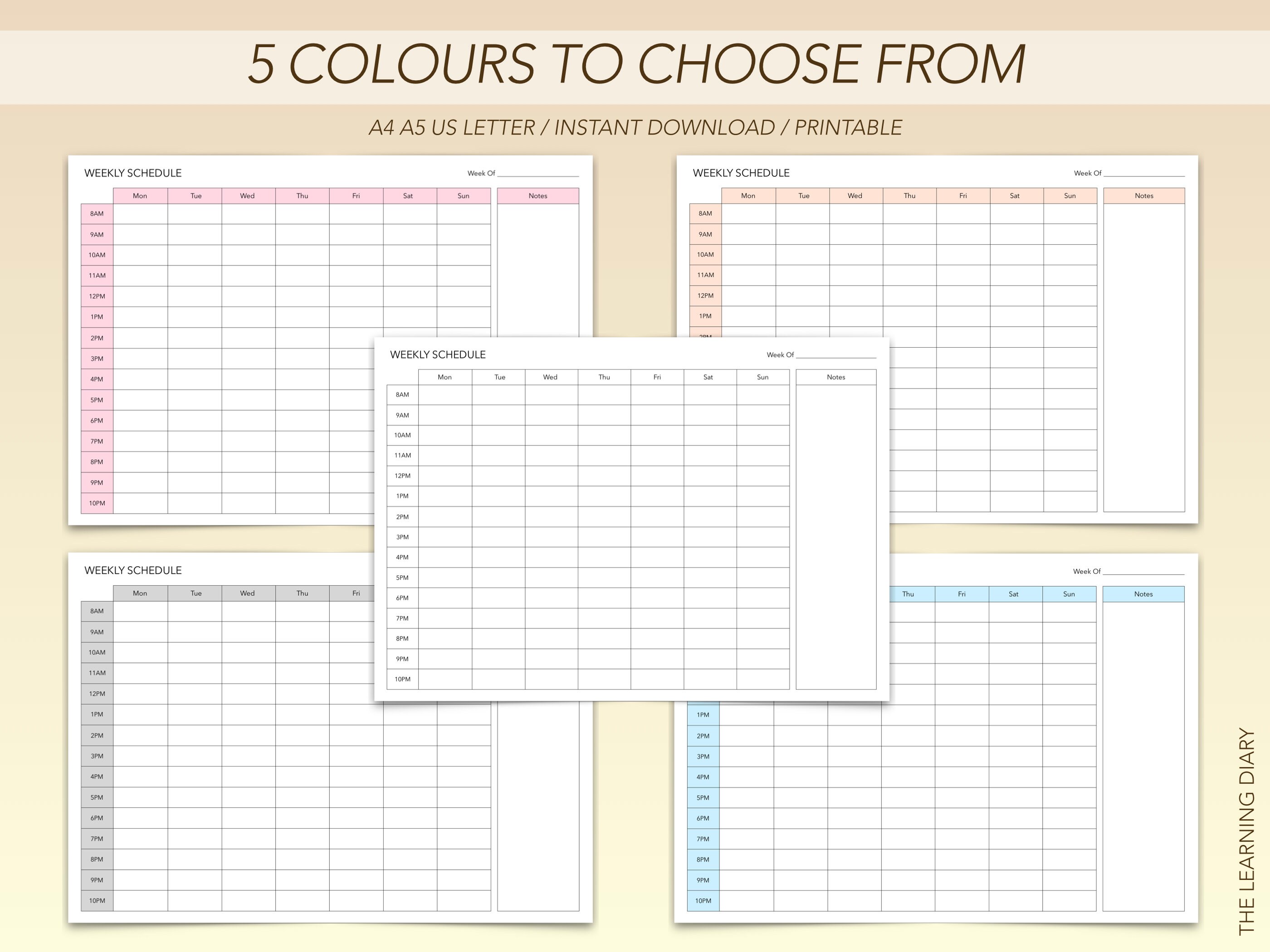 Simple Weekly Schedule Planner: A4, A5, US Letter (instant Download) - Etsy