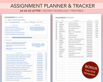 Simple Assignment Planner & Tracker (A4 A5 US Letter) (Digital Download)