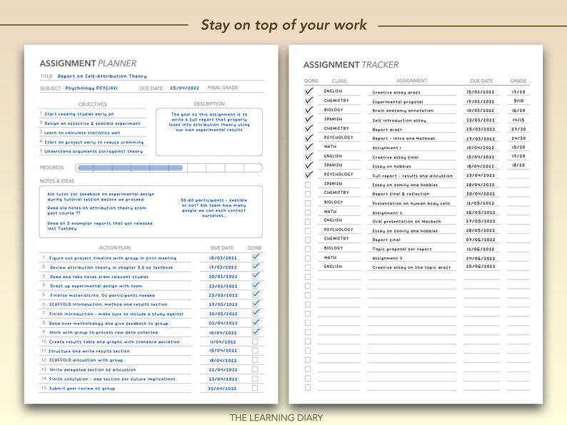 Simple Assignment Planner & Tracker (A4 A5 US Letter) (digital Download ...