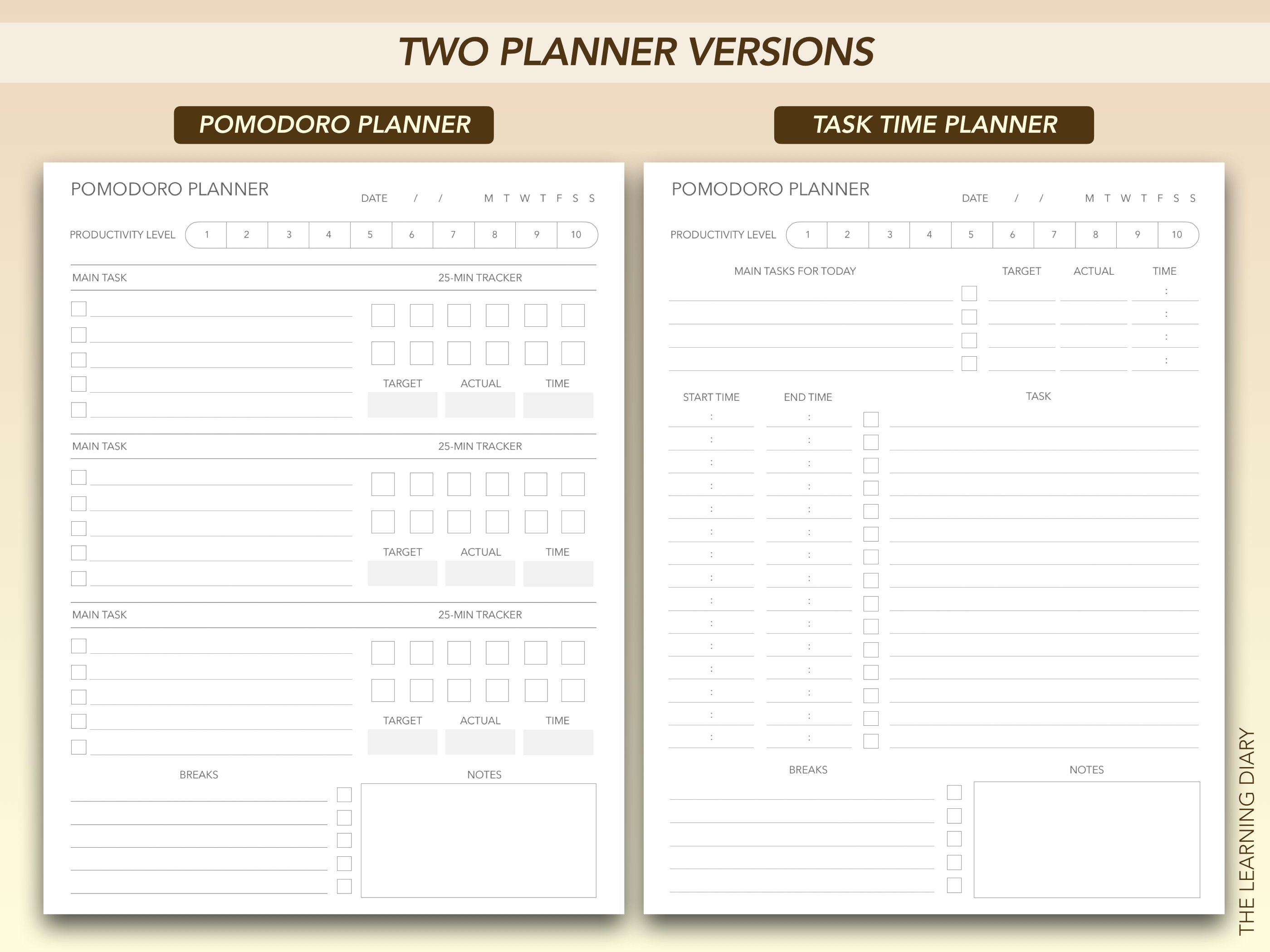 Pomodoro Planner Printable: Study & Task Time Tracker (A4, A5, US ...