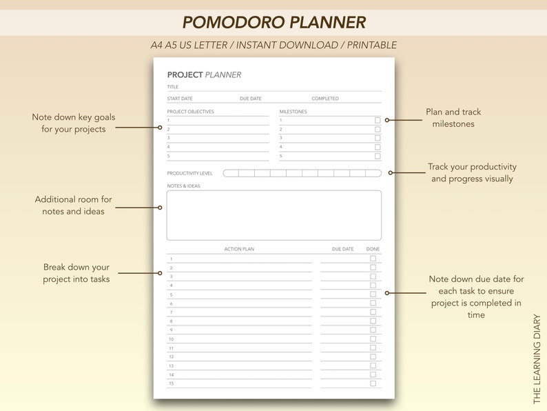 Simple Project Planner Printable: Task Tracker (A4/A5/US Letter) - Etsy