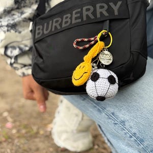 Crochet Sports Ball Keychain: Handmade Cotton Charm, Kids Gift