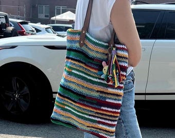 Handmade Miu Miu Inspired Crochet Shoulder Bag – Colorful Designer Tote, Boho Handbag