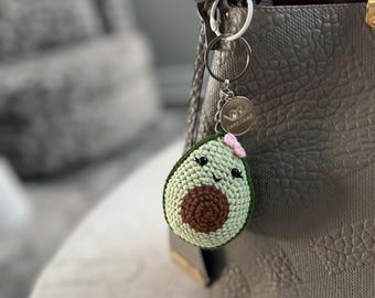 Avocado Crochet Keychain Charm – Handmade Fruit Purse Charm and Bag Accessory Gift