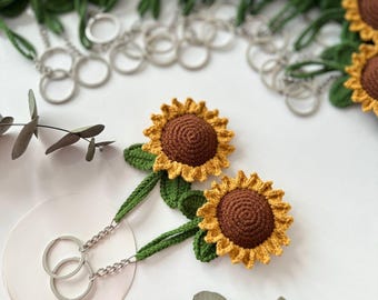 Sunflower Keychain: Handmade Boho Bag Charm