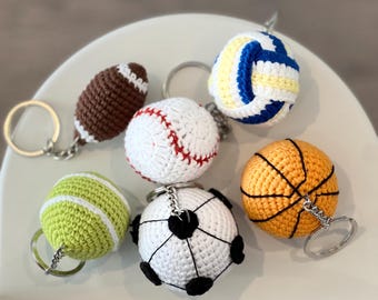 Llavero con colgante de pelota: baloncesto, fútbol, tenis, voleibol, fútbol americano, béisbol.