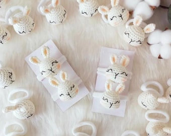 Crochet Bunny Hair Tie: Handmade Cotton Amigurumi Clip