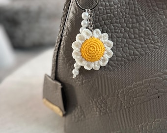 Crochet flower Keychain bag charm, gift for her
