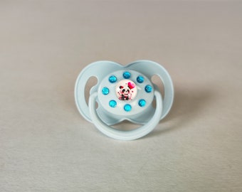 Pacifier for Adults- Schnuller für Erwachsene - Handgefertigt - Blau-Glitzer-Panda - ABDL