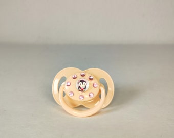 Pacifier for Adults- Schnuller für Erwachsene - Handgefertigt - Rosa-Glitzer-Pinguin - ABDL