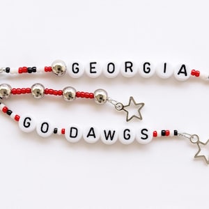 Custom Beaded College Keychain • 3-Strand Personalized Name Keychain • Team Colors • Graduation Gift