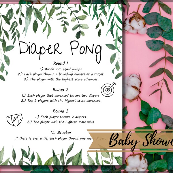 Diaper Pong Rules Printable Etsy