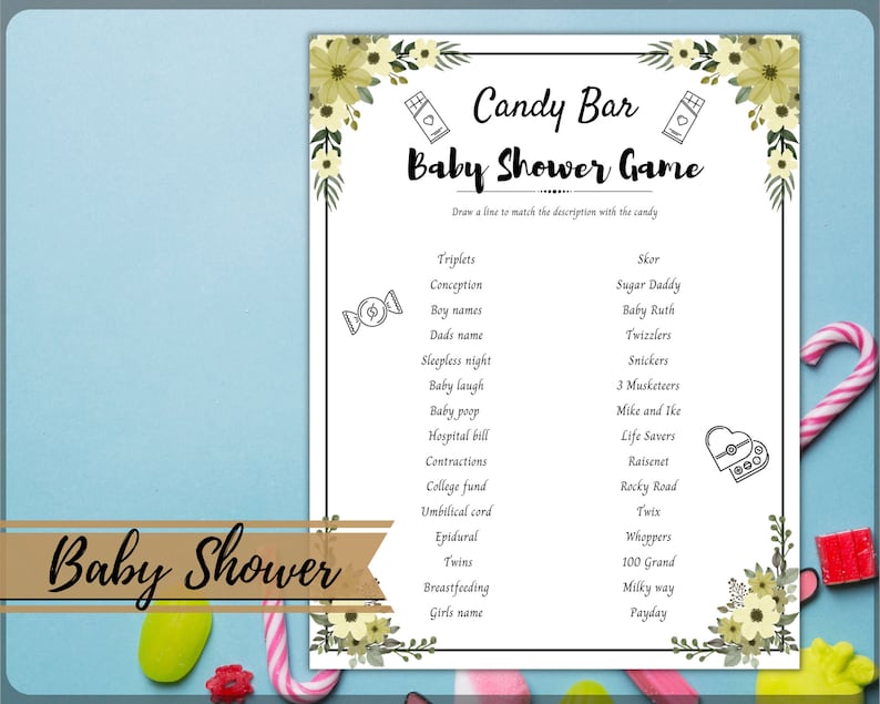 Candy Bar Baby Shower Game Printable Download - Etsy