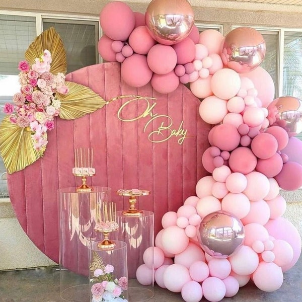 Pink Balloon Arch Garland Kit Rose Gold Chrome Latex , Wedding Party Decor , birthday party , Bridal Shower , baby Shower.