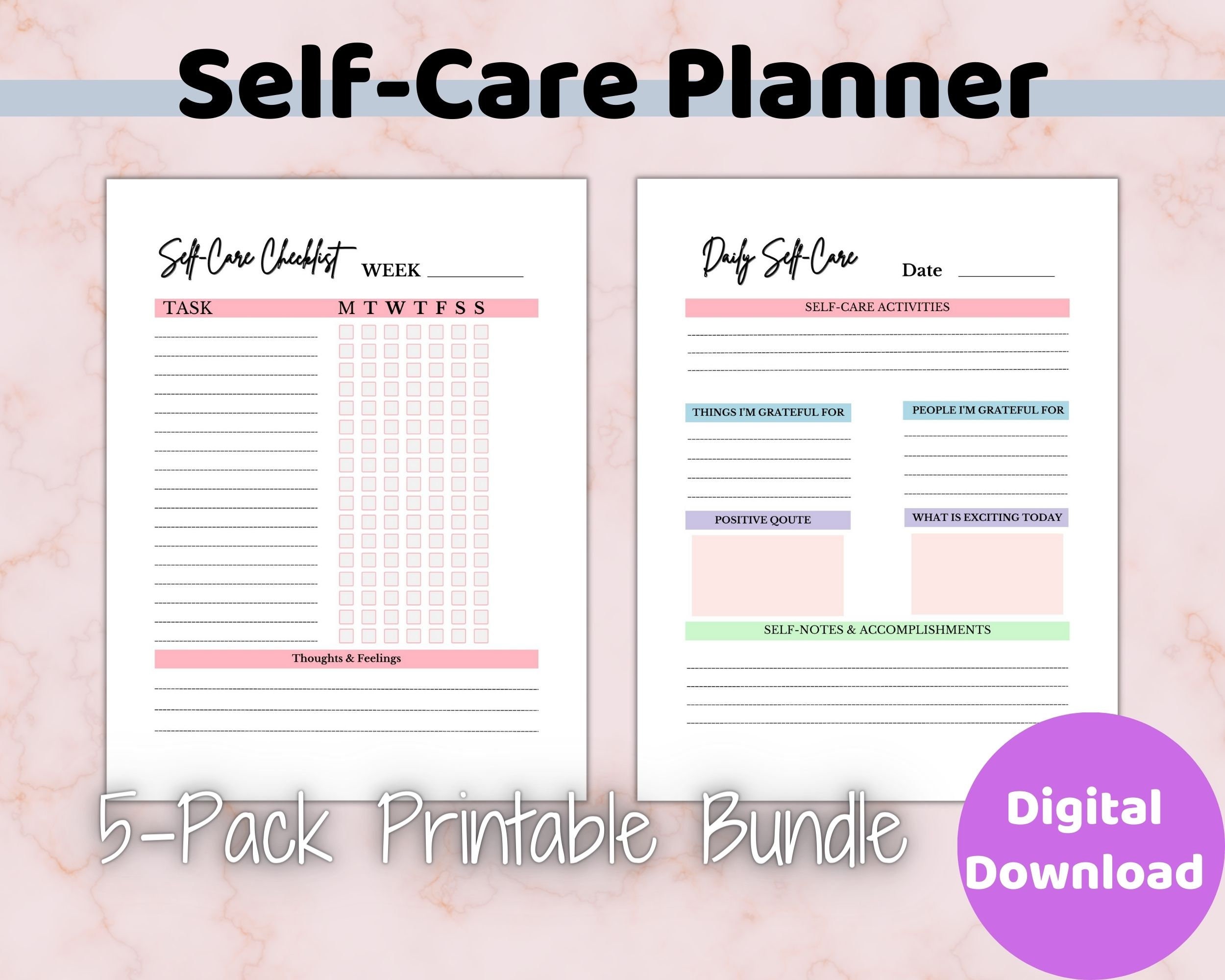 Customize online this Simple Psychology LV Self Care Checklist template