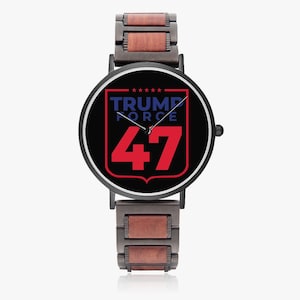 The Donald &quot;Executive Flex Edition&quot; Watch – Trump Force 47 Dial, Bamboo Wood, Copper Case, Unisex, 3ATM Water-Resistant