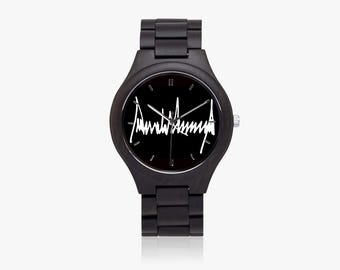 Het Donald '45th Phantom Edition' olijfhouten kenmerkend horloge