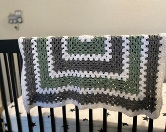 Classic Granny Stitch Baby Blanket/Crib Throw/Woodland Theme Nursery/Handmade Crochet/Baby Shower Gift/ Easter Gift