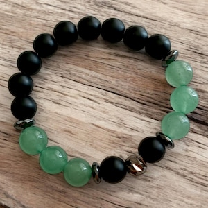 Genuine Aventurine Beaded Bracelet, 10mm Aventurine Bracelet, Bracelet for Men, Green Gemstone Bracelet, Green Avemturine Jewelry