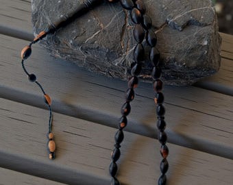 Fopytu 2 Stuks Houten Tasbih Gebedskralen Moslim Rozenkrans Kralen Islamitische Handbediende Gebedskralen Moslim Rozenkrans Kralen Armband met Kwast