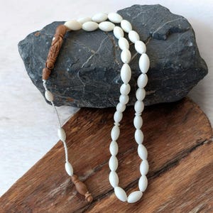 Tasbih 33 Beads, White Prayer Beads, Camel Bone Rosary, Misbah, Sibha, Muslim Chapelet, Islamic Gift, Stress Beads, Handmade Pray Beads