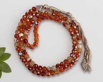 Tasbih de 6 mm, Rosário Aqeeq, Contas de Oração de Ágata, Tasbih 99, Favor Tasbeeh, Masbaha, Sibha, Pedras Preciosas Tasbih, Contas de Oração Muçulmanas, Presente Islâmico