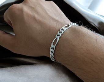 Pure Silver Bracelet, Unique Chain Bangle, Classy