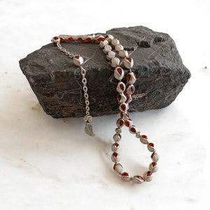 Camel Bone Masbaha, Tasbih 33, Silver Tasbeeh, White Prayer Beads, Islamic Rosary, Sabha, Muslim Gift, Stress Beads, Bone Prayer Beads