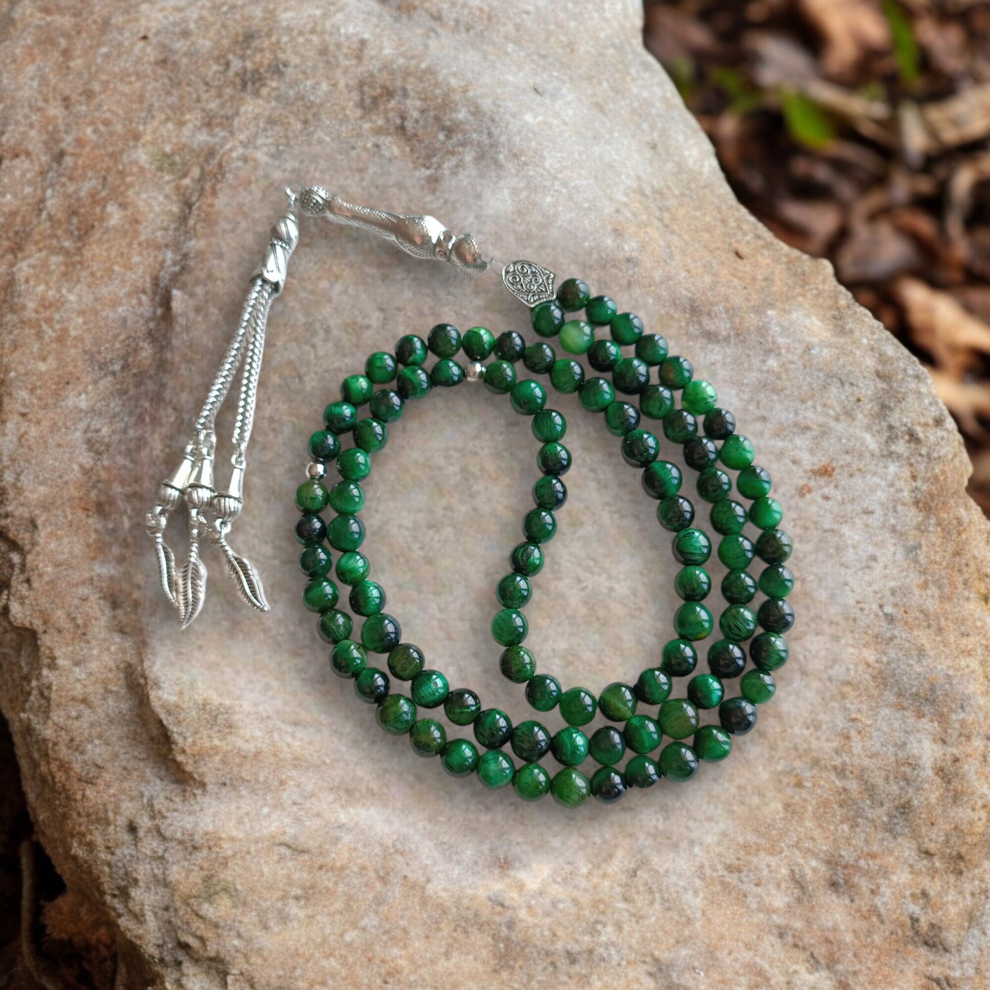 Chapelet Musulman (Misbaha) 500 Perles Acryliques Vert Forêt - Fait Main, Avec Séparateurs Tous Les 100 Perles - Pour Prière, Dhikr, Cadeau Spirituel