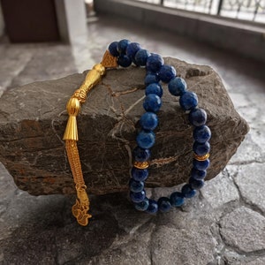 Lapis Lazuli Tasbeeh, Blue Prayer Beads, Tasbih 33, Lapis Rosary, Gemstone Tasbih, Masbaha, Sabha, Muslim Rosary, Islamic Prayer Beads