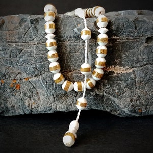 White Prayer Beads, Tasbih 33, Islamic Rosary, Camel Bone Tasbih, Tasbeeh Gift, Muslim Gift, Subha, Misbaha, Worry Beads, Small Size Rosary