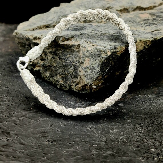 Charming 1000 Carat Silver Bracelet, Unique White Braid Wristband, Premium Silver Present, Luxury Mans Gift, Authentic Unisex Silver Gift