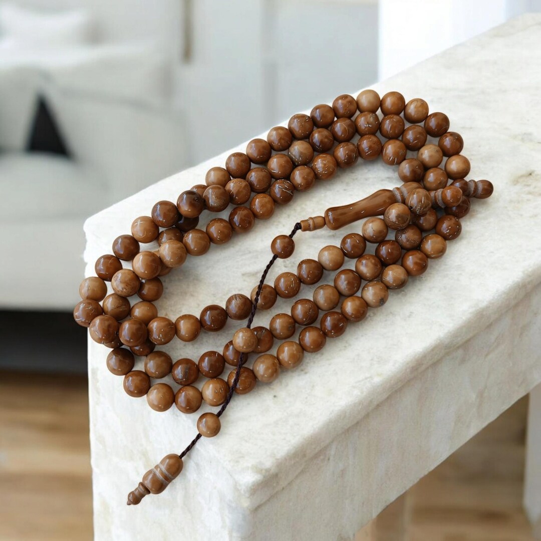 Chapelet Islamique Tasbih 33 Perles En Véritable Ambre Baltique Pressé - Fait Main Lituanie