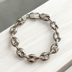925K Sterling Silver Chain Bracelet, Chunky Chain Bracelet, Silver Chain Bangle, Silver Chain Wrist Jewelry, Silver Chunky Bracelet