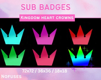 6 Kingdom Hearts Crown Sub Twitch Badges | Twitch Graphics | Kawaii | Cute | Stream Badge | Discord | Youtube