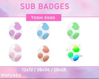 6 Yoshi Eggs Sub Twitch Badges | Twitch Graphics | Kawaii | Cute | Twitch Emotes | Stream Assest