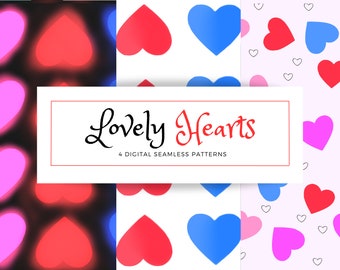 LOVELY HEARTS, Lovely Hearts Seamless Repeat Pattern, Printable Digital Paper