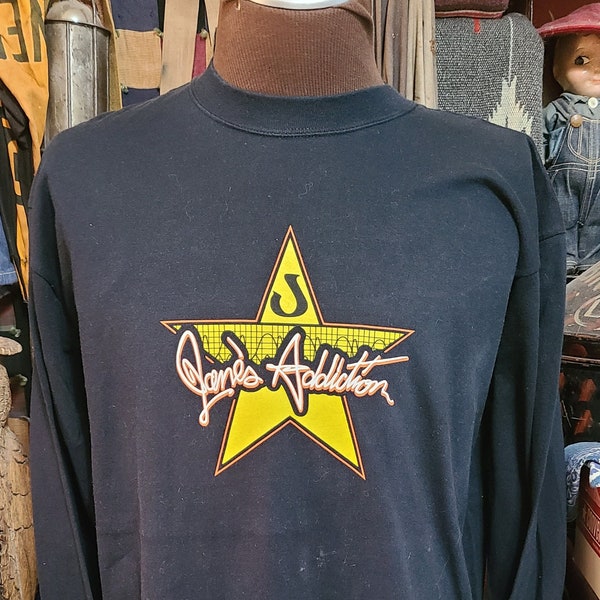 Vintage 90s janes Addiction Rock Concert tour long sleeve star graphic cotton music fan band tee t shirt 44 L