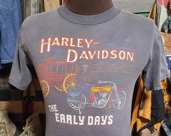 Vintage 80s Harley Davidson Congers Early Days Faded 2 sided Rare Colorado MC Biker motorcycle dealer tee t shirt 38 M